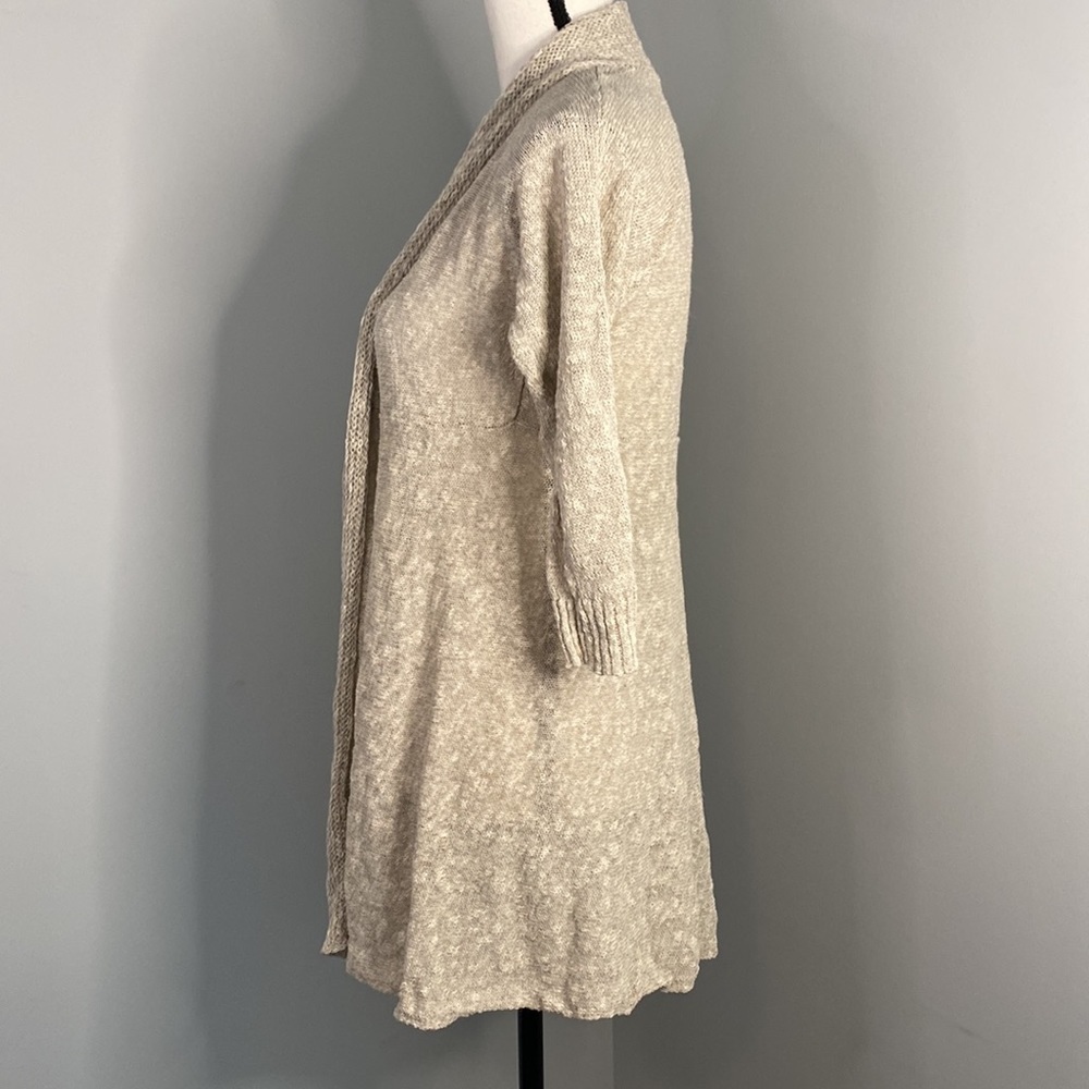 Eileen Fisher Petite Linen Green Quarter Sleeve Blouse Cardigan - Picture 4 of 7